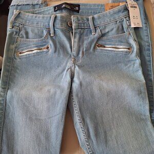 Hollister Super Skinny Jeans Zipper Detail Cropped Ankle Jeans